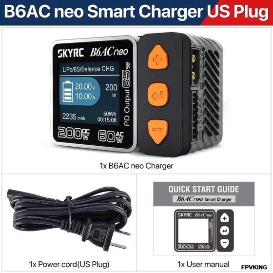 Skyrc B6acneo Charger 200w Ac 60w 10a Balance Charger Discharger Digital Life Liion Lihv Nimh Nicd Pb Smart Battery